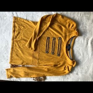 Vintage mustard military style long sleeve top